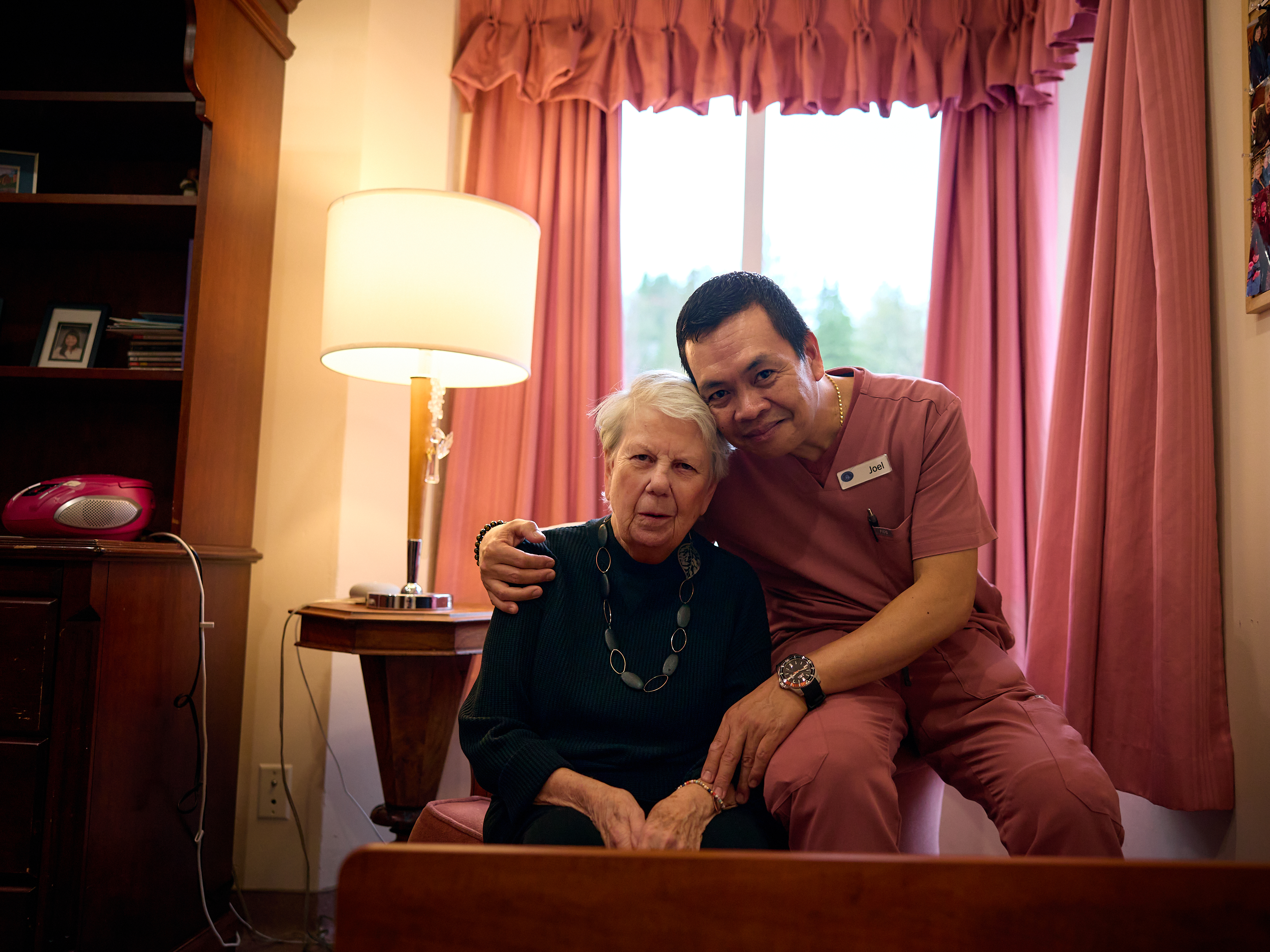 Joanne with health-care provider, Joel. 