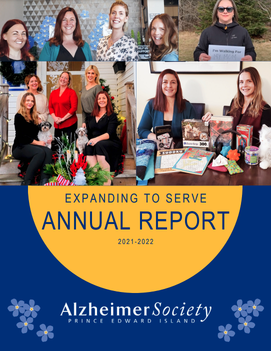 Annual Report page with photos of staff 